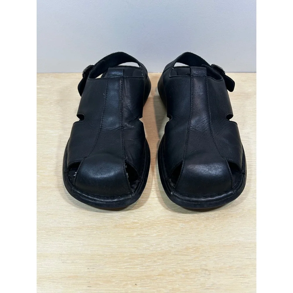 Skechers Collection Mens Black Leather Fisherman Sandals 70193 Size 10